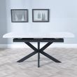 Bari 6-8 Seater White Ceramic Extending Dining Table with Black Star Base - 140cm-180cm